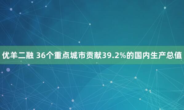 优羊二融 36个重点城市贡献39.2%的国内生产总值